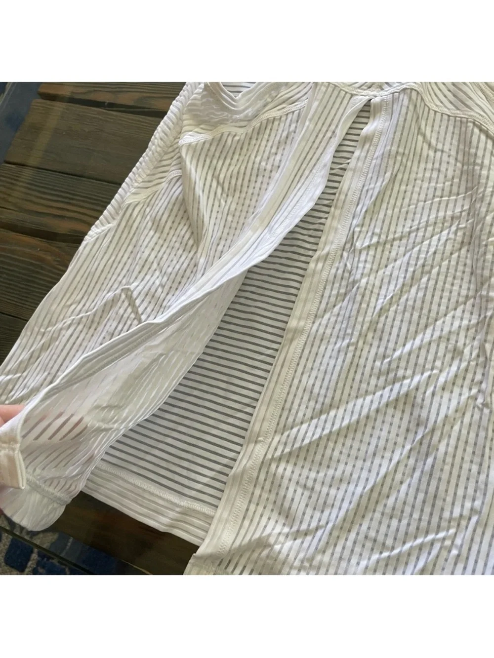 Lululemon White Striped Tie Back Racerback Tank Top Women’s Small